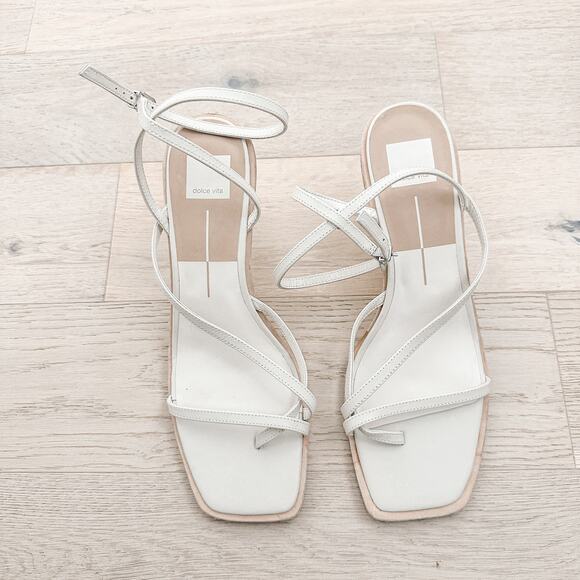 Dolce Vita Gemini Leather Strappy Wedge Sandal Cream Size 11 Minimal Summer - Picture 5 of 12